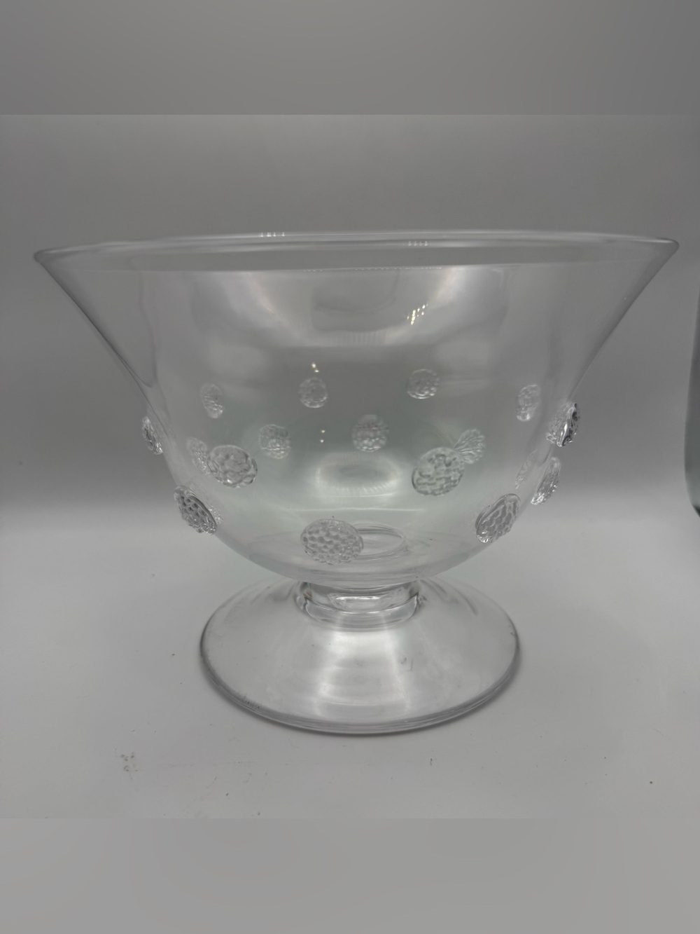 Juliska Clear Glass Pedestal Bowl with Raised Dot Accents